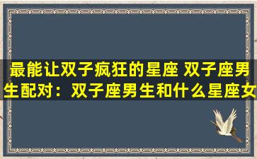 最能让双子疯狂的星座 双子座男生配对：双子座男生和什么星座女生最配